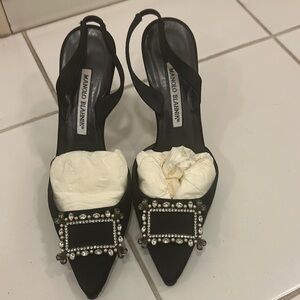Manolo Blahnik Black Crystal Embellished Heels